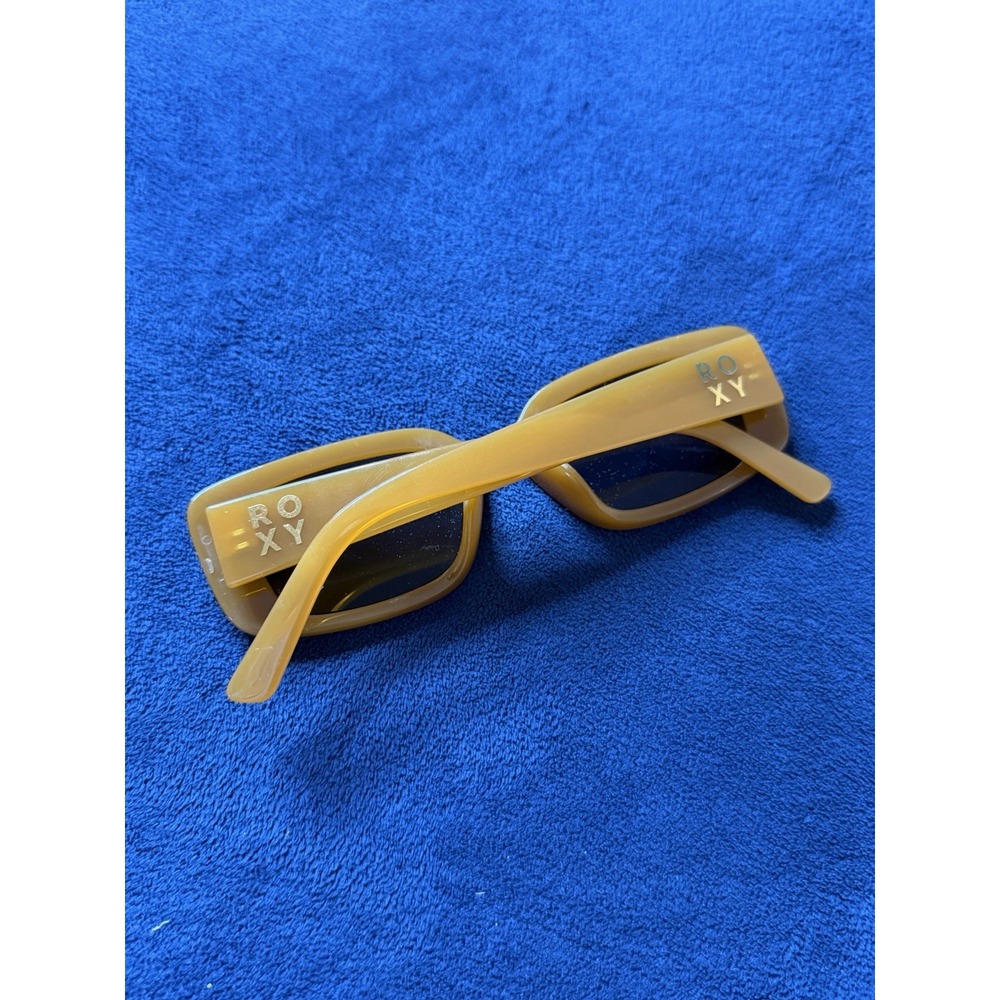 Roxy Yellow Brown Rectangle Sunglasses Frames Chunky Thick Plastic